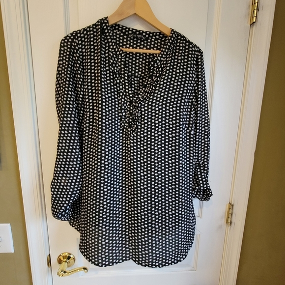 Womens black and white long sleeve top - Picture 1 of 8